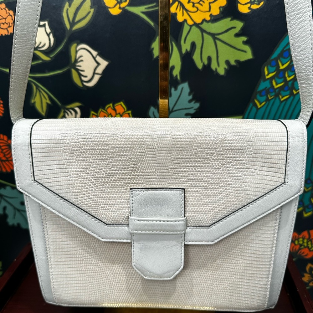 Vintage Yves Saint Laurent White Lizard Shoulder Bag | 1980s | Made in France - Picture 7 of 11